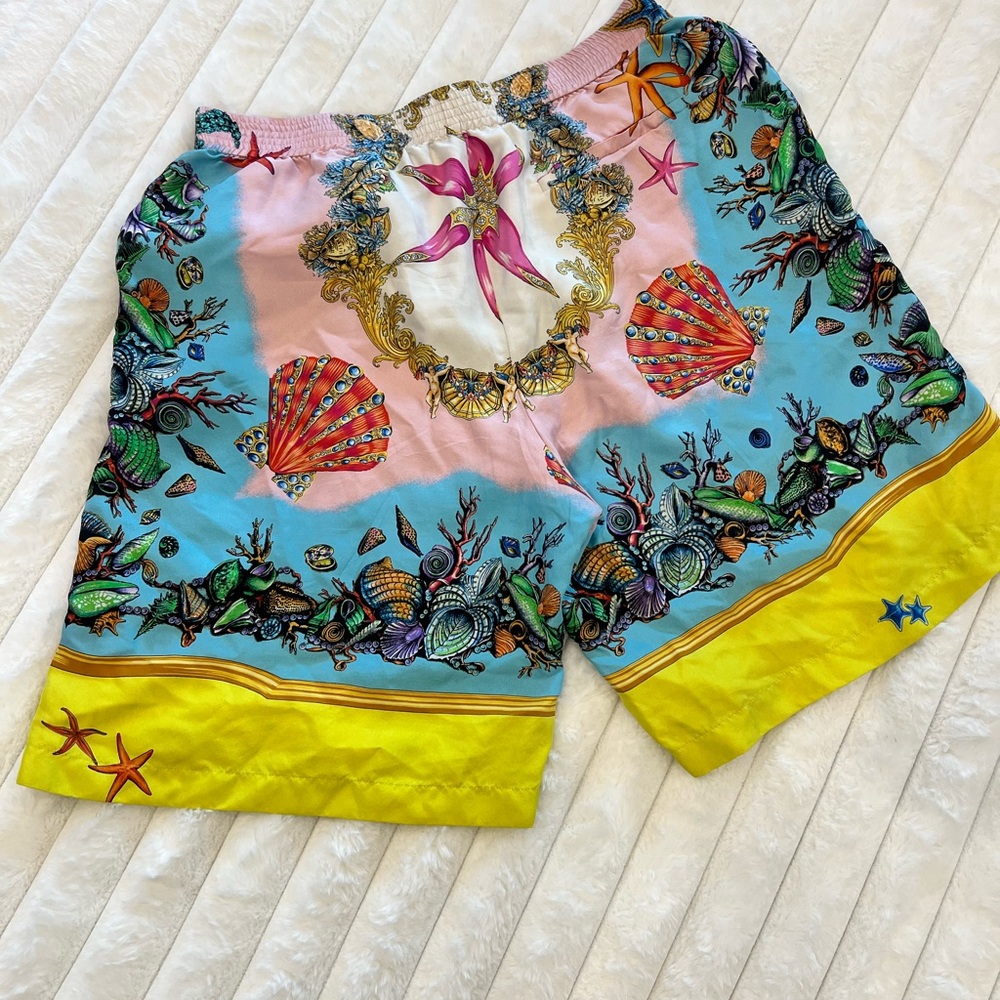 Versace Pink and Blue Patterned Shorts